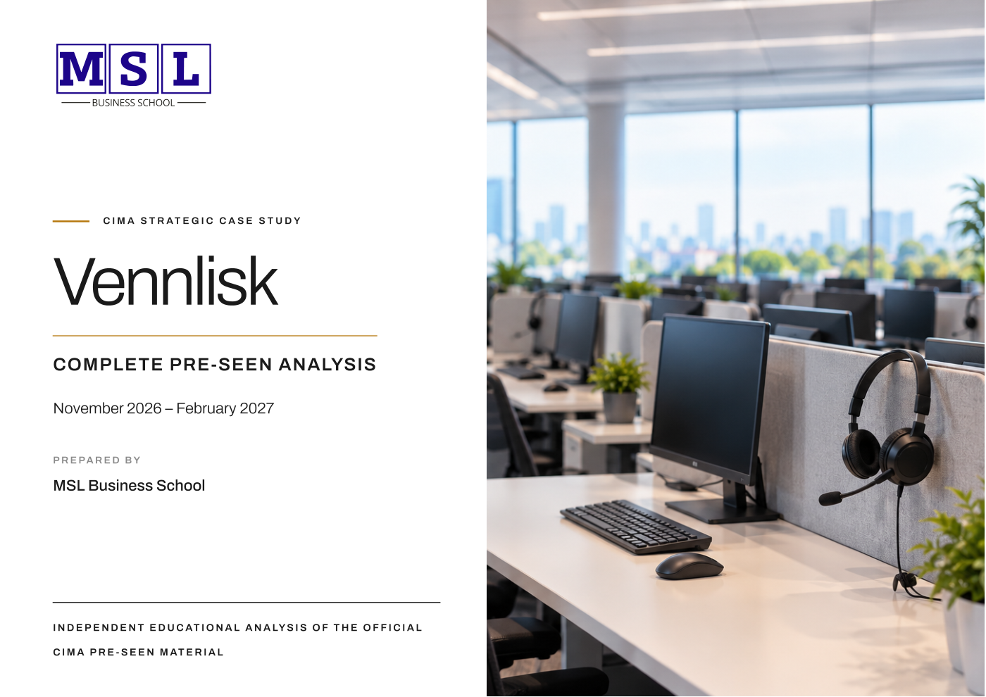Cover of MSL Business School's Complete Vennlisk Pre-Seen Analysis for November 2026 to February 2027